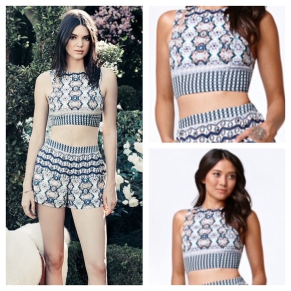 Kendall & Kylie 🌵 Embellished Boho Print Crop Top - Picture 3 of 8